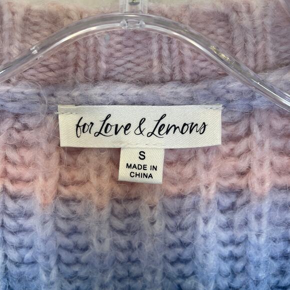For Love and Lemons Celeste Cardigan Ombre Stripe Blue Pink Wool Blend S - Picture 3 of 7